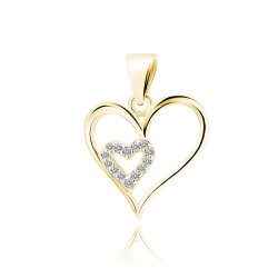 Pandantiv argint placat cu aur galben inima cu pietre DiAmanti Z1829CG-DIA (Argint 925‰ 0,85 g.)